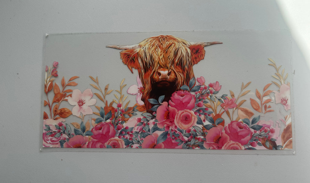 Highland cow with flowers